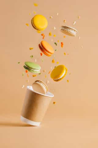 Macarons in a Paper Cup